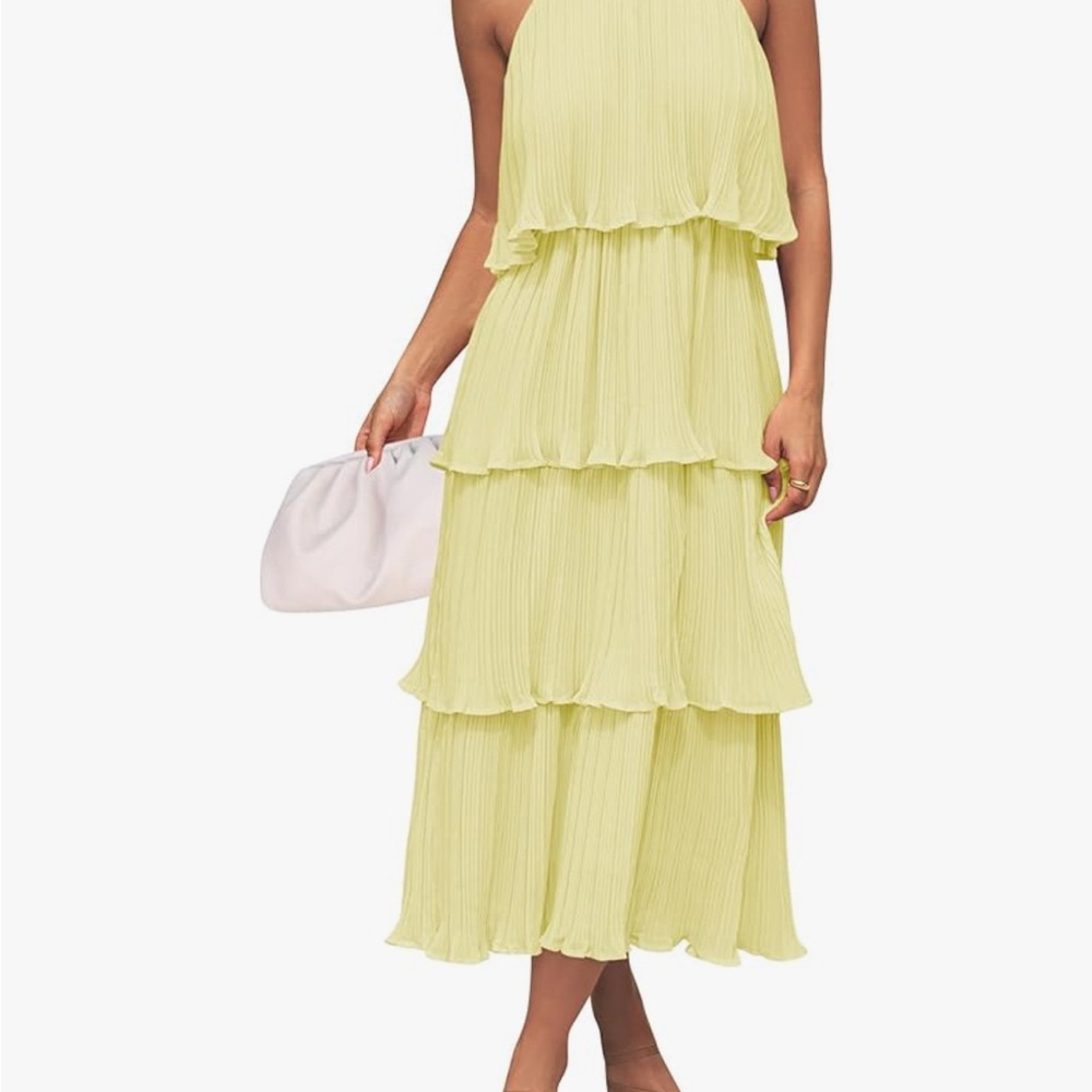 Yellow Tiered Midi Dress